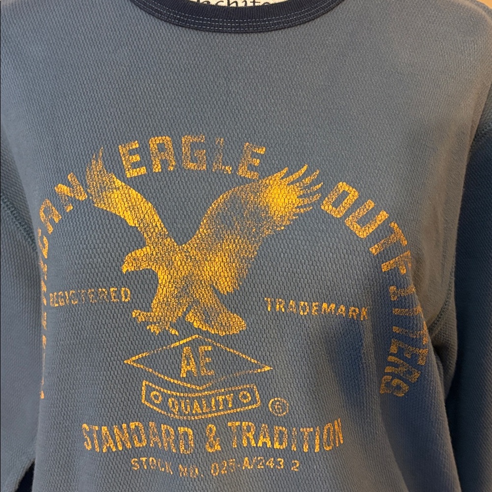 American Eagle Outfitters Blue Long Sleeve Tee - Picture 2 of 6